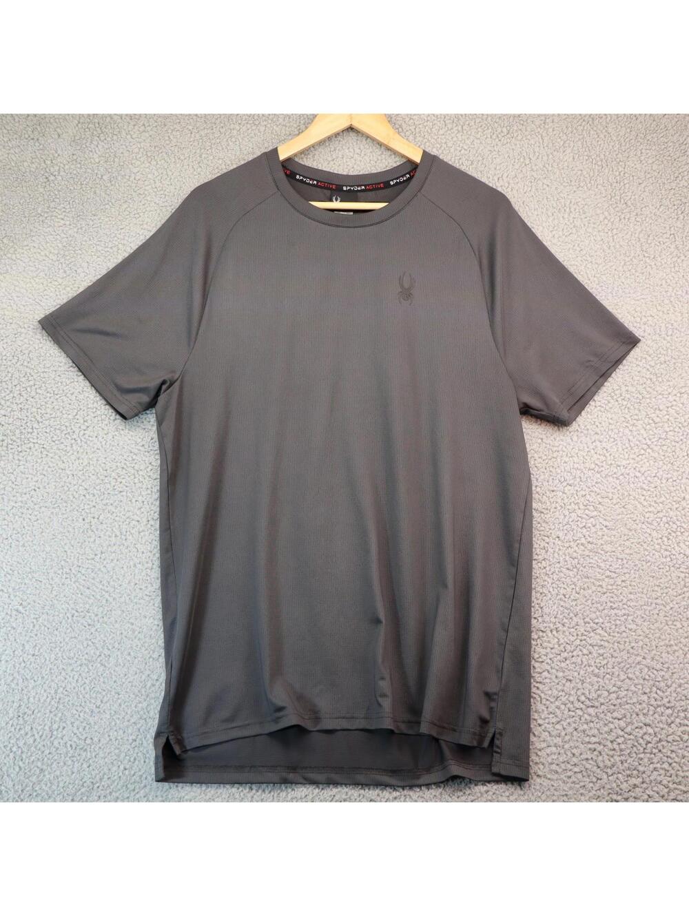 Spyder Active T-Shirt Men Large Black Crew Neck Performance